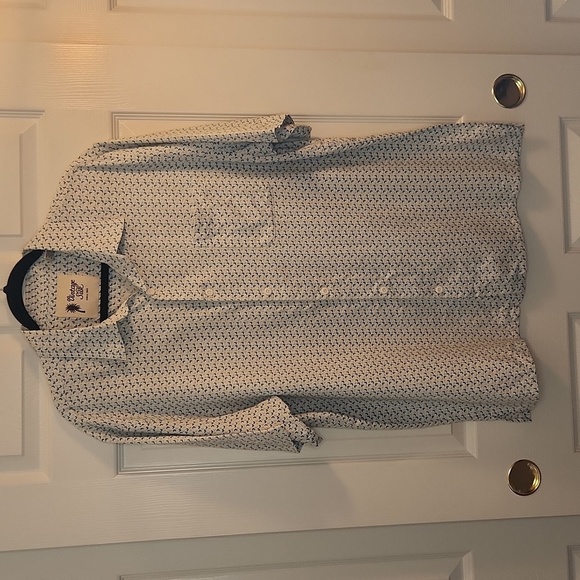 Vintage Silk Circa 1969 Men's Blue and White Button Up 100% Silk Shirt Size XXL - Picture 2 of 9